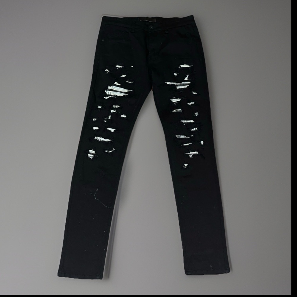 11 4 14 11 Black Distressed Jeans Newspaper Comfort Stretch Run/Skate/Sleep NWT